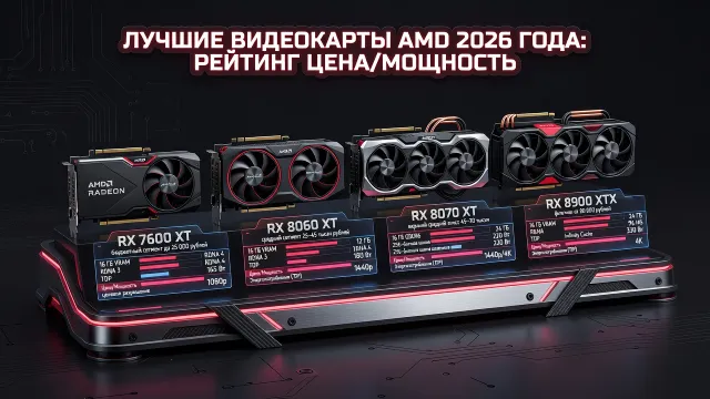 Лучшие видеокарты AMD 2026 года: рейтинг цена/мощность